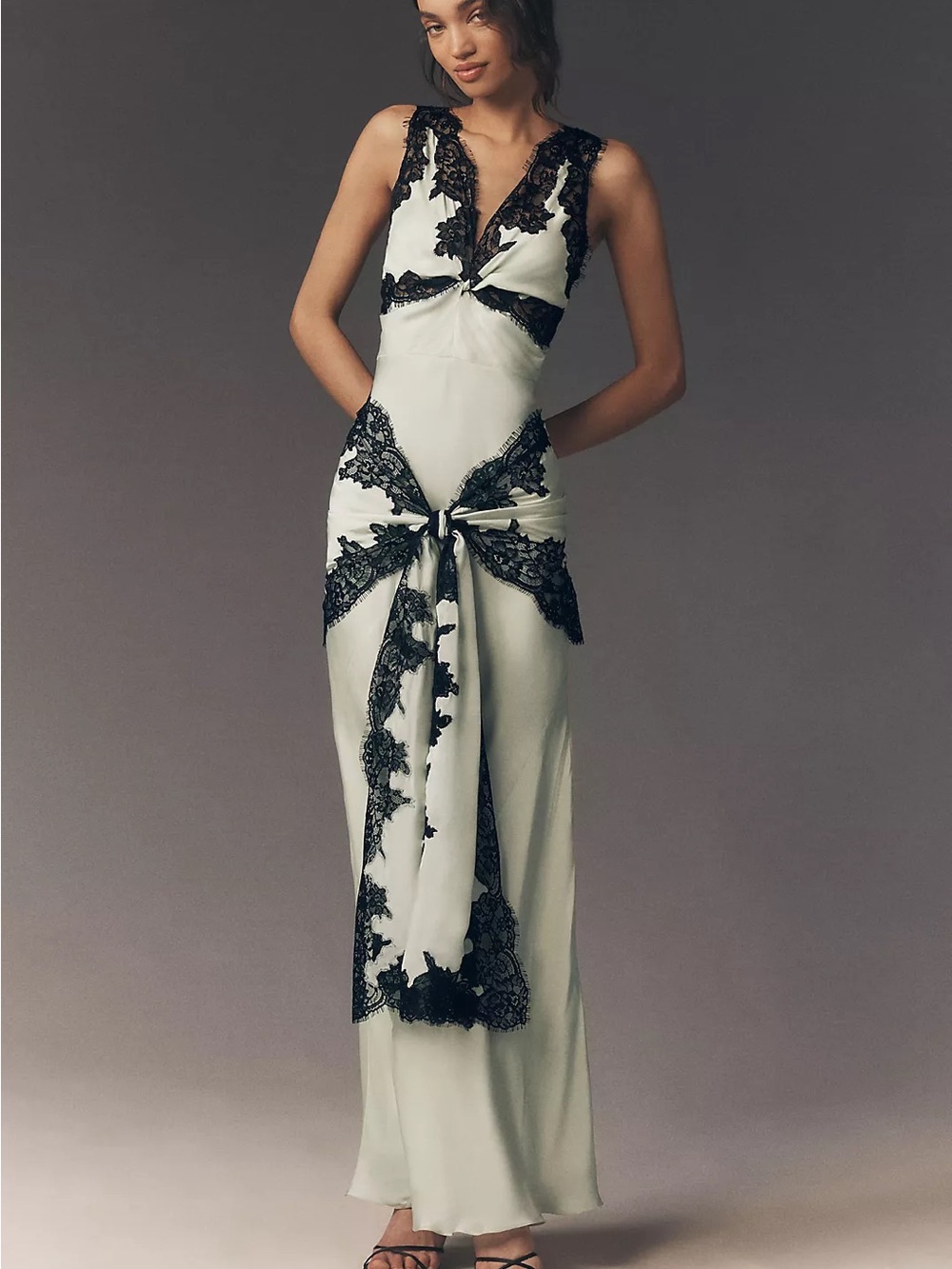 BHLDN Ella is Waisted Scarf Lace Satin Slip Dress